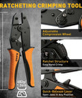Ratcheting crimping tool from 2020 Piece XH 2.54mm Connector Kit with adjustable compression wheel and quick-release lever.