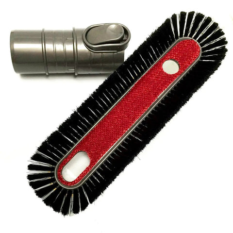 Soft Dusting Brush Tool For Dyson Vacuums With Free Adapter Fits All Models And Replaces OEM 908896 02 shown with adapter.