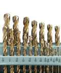21 Piece Cobalt Drill Bits Set Pro Grade M35 HSS 135 Degree Split Point Jobber Length For Hardened Metal Cast Iron