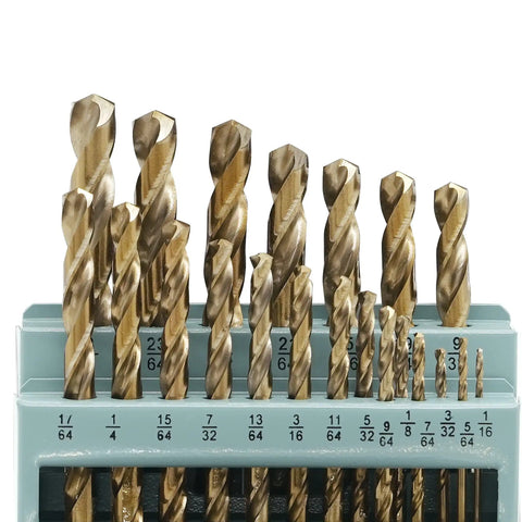 21 Piece Cobalt Drill Bits Set Pro Grade M35 HSS 135 Degree Split Point Jobber Length For Hardened Metal Cast Iron