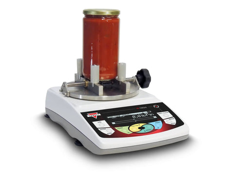 Cap Torque Gauge With NIST Traceable Certificate 100 Lbf Inch And 0.1 Lbf Inch High Res Clockwise And Counter Clockwise Testing Built In Wireless Data Capture USB RS232 MicroSD Seven Inch Diameter Sample 1000 Hz Readouts with jar clamped in place