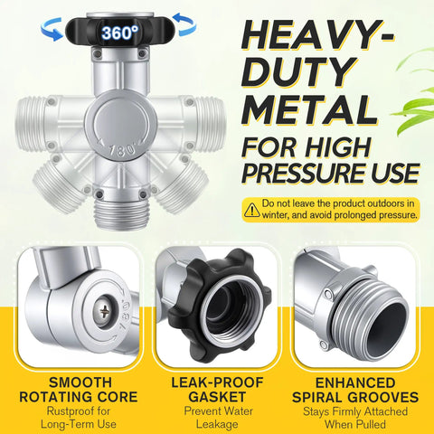 180 Degree And 360 Degree Swivel Garden Hose Connector Extender For 3/4 Inch GHT Faucets No Kink Hose Bib Adapter Fits Standard Hoses And Sprinklers And RV Hookups For Outdoor Watering, metal hose connector