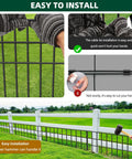 No Dig Garden Fence Kit With 30 Panels And Forty Two And A Half Feet Total Length Keeps Dogs And Rabbits Out Rustproof Anti Digging Barrier Garden Edging Border For Outdoor Yard Patio Perimeter And Ground Defense easy installation with rubber hammer shown in image.