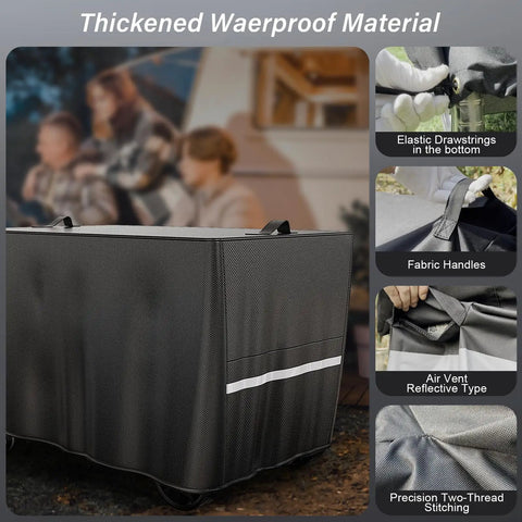 Pizza Oven Cart Table Cover For Outdoor Grills 53 X 26 X 28 In Heavy Duty 600D Weather Resistant Fabric With Drawstring