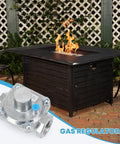 Front view: gas pressure regulator, 1/2 in, for propane and natural gas; LPG 10 in WC, NG 5 in WC, silver metal