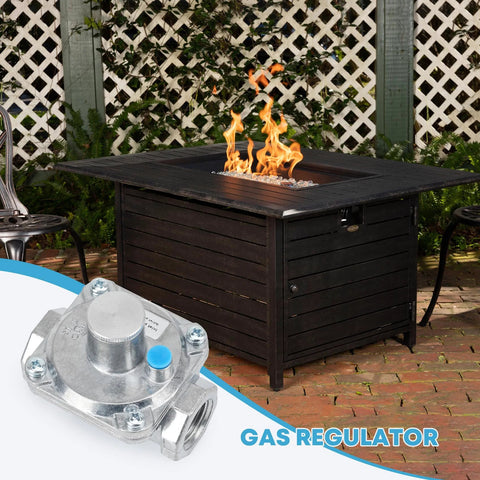 Front view: gas pressure regulator, 1/2 in, for propane and natural gas; LPG 10 in WC, NG 5 in WC, silver metal