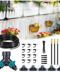 360 Degree Drip Irrigation System Kit With 33 Feet Of One Quarter Inch Tubing And Five Adjustable Brass Nozzles used in a garden
