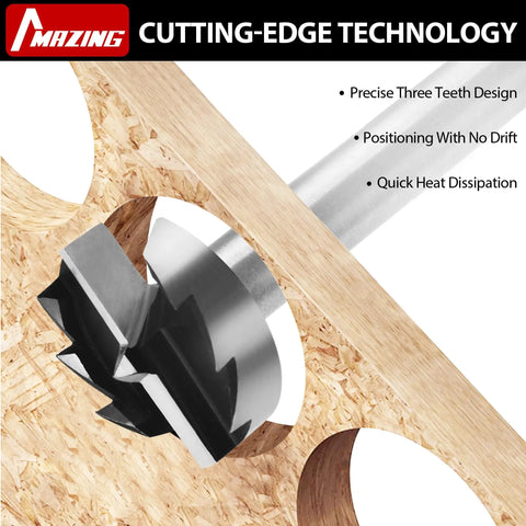 Pro Grade 16 Piece Forstner Drill Bits Set Featuring Tough As Nails Alloy Steel Round Shank Bits for precise three teeth design in wood.