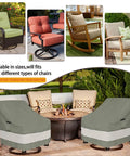 Heavy Duty Waterproof Outdoor Swivel Patio Chair Covers Set Of 2 Keeps Cushions Dry, Fits 30W X 34D X 38H Inches, grayish green