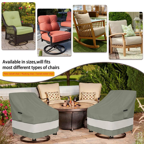 Heavy Duty Waterproof Outdoor Swivel Patio Chair Covers Set Of 2 Keeps Cushions Dry, Fits 30W X 34D X 38H Inches, grayish green