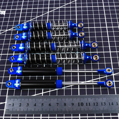 Aluminum Shock Absorbers With Spare Springs Front And Rear, 6-Piece Upgrade Kit for Losi 1/10 Baja Rey Hammer Rey U4, dark blue.