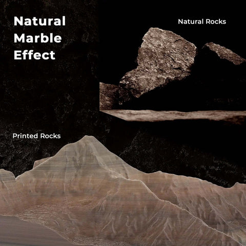 Natural marble effect comparison with Fossil Gradient Stone PLA Filament 1.75mm For 3D Printing 1Kg Matte Finish Spool and natural rocks