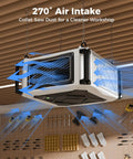 Beefy Dust Collector With 270 Degree Intake Remote Control 2 Stage Filtration for garage shop woodworking air system