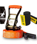 On-The-Go Slackline Kit With TreeWear Included, Portable Travel Slack Line Set, 41-Foot Line with Ratchet Straps and TreeWear