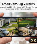 Smartphone displaying Wireless Outdoor Security Camera Kit With Local Storage 2K Resolution 6X Zoom 4 Camera System live view.