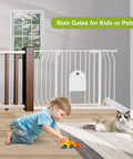 Child playing near Auto Close Baby Gate With Cat Door, Adjustable 29.5 To 48.4 Inch Walk Through Safety Gate for doorways and stairs