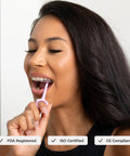 Pack Of 2 Aligner Removal Tools For Clear Aligners And Retainers Easy Grip Invisalign Remover Tool And Retainer Hook For Trays Night Guards Reusable Accessories Purple, woman removing aligner
