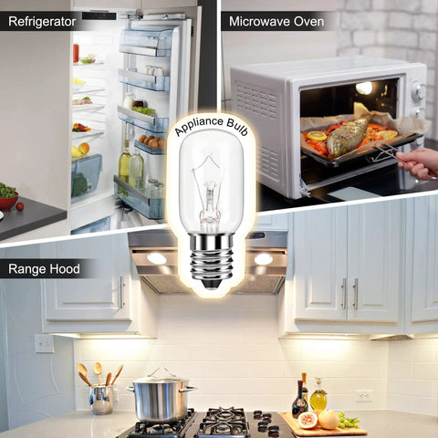 40W Microwave Light Bulb For Appliances And Range Hoods Like Fridge Replacements Lava Lamp Style T8 125V E17 Intermediate Base
