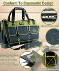Heavy Duty 17 Inch Tool Bag With Waterproof Molded Base, ergonomic design, Oxford cloth, explosion-proof zipper, reinforcement.