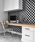 Peel And Stick Mosaic Checkered Black And White Wallpaper Self Adhesive Contact Paper For Bedrooms Bathrooms Kitchens Cabinets