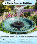 Dope Solar Bird Bath Fountain With Glass Solar Panel And Power Indicator Built In 2000mAh Battery In Green Bowl