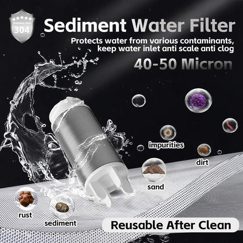Brass Inline Sediment Filter For Washing Machines, Showers, And Wells, Reusable 40 Micron Water Filter That Traps Sand And Rust