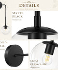 KoKo&Yukina 2 Pack 6" Black Modern Wall Sconces for Bedroom Bulb Included with clear glass globe and matte black finish.