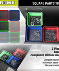 Collapsible Magnetic Parts Tray Set With 3 Foldable Silicone Bowls, 4.25 Inch Square Magnetic Base Keeps Small Parts And Tools Sorted On Your Workbench