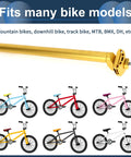 Universal 27.2x350mm Bike Seat Post In Gold Tone Aluminum Alloy against various bike models graphic