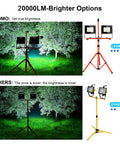 Stand Work Light With Switch 10000LM LED Flood Light On Tripod Telescoping Tough Waterproof IP65 comparison with other models