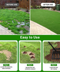 Before and after lawn leveling using Heavy Duty Lawn Leveling Rake With 68 Inch Adjustable Stainless Steel Handle in a garden setting