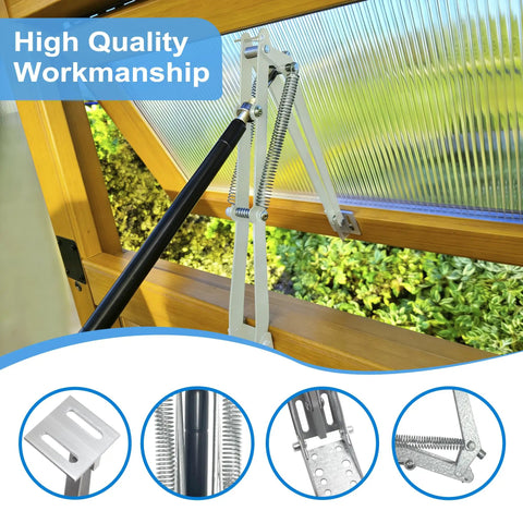 2 Pack Solar Sensitive Automatic Greenhouse Window Opener Auto Vent Kit With Dual Spring Up To 30 Lbs For Roof Vents Hothouse Ventilation Galvanized Steel Durable Easy Install