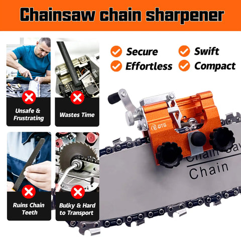 Manual Chainsaw Sharpener Set With Durable Clamp Portable Hand Crank Chain Grinder For All Standard Chainsaws Easy 30 Degree