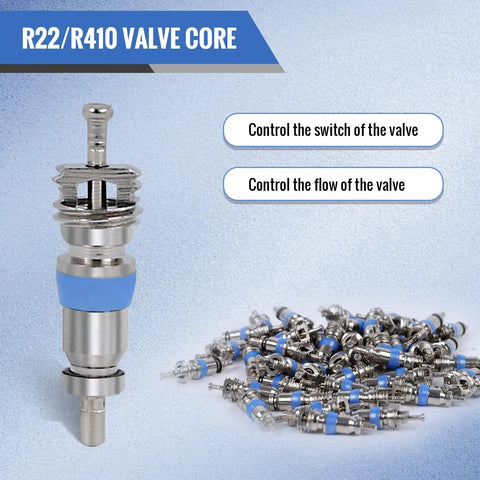 High Pressure Valve Core For R410 R32 R22 With Teflon Seal HVAC Replacement Part shown with multiple units
