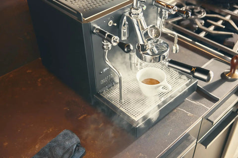 Dual Boiler Espresso Machine With PID Temperature Control And Shot Timer Pro Steam Paddles Black Finish in home kitchen