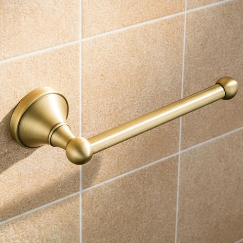 Old School Antique Brass Wall Mounted Toilet Paper Holder Without Cover In Brushed Bronze Finish 20 Cm Long Durable Brass Roll Bar Retro Vibe