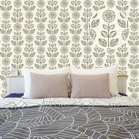 Floral Peel And Stick Wallpaper Tulip Print Neutral Self Adhesive Vinyl Covering For Kitchen And Bedroom Easy No Fuss Install Removable