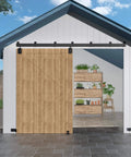 Beefed Up Heavy Duty Exterior Barn Door Hardware Kit For Outdoor Use 12 Foot Box Rail Sliding Track System For One Door