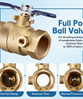 Heavy Duty Brass Backflow Ball Valve With Test Port, 1 Inch FPT Threaded, Full Port Shut Off Valve For Residential Water Plumbing, Built To Last, Easy Backflow Testing, Durable And Corrosion Resistant, front view.