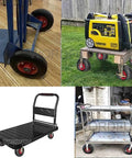Tough As Nails Heavy Duty Industrial Caster Swivel And Fixed Rubber Trolley Wheel With Parking Brake on various carts.