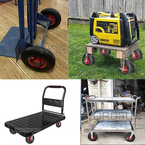 Tough As Nails Heavy Duty Industrial Caster Swivel And Fixed Rubber Trolley Wheel With Parking Brake on various carts.