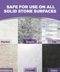 Granite And Stone Sealer Spray Protects Kitchen Countertops Sinks Showers Vanities And Floors From Stains For Granite Quartz Marble Tile Limestone Slate Water Based 24 Ounce image showing safe surfaces