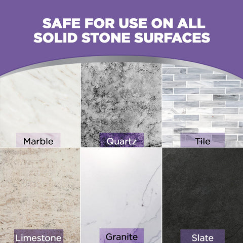 Granite And Stone Sealer Spray Protects Kitchen Countertops Sinks Showers Vanities And Floors From Stains For Granite Quartz Marble Tile Limestone Slate Water Based 24 Ounce image showing safe surfaces