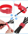 Ditch The Cord Chaos And Snag These Ridiculous 100 Piece Reusable Nylon Cable Ties Color Coded Wire Organizers For Zero Stress Tech Setup And Clean Workspace Storage showing red nylon cable tie in use.