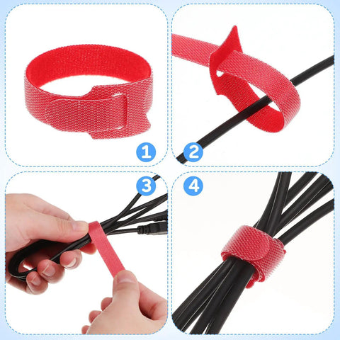 Ditch The Cord Chaos And Snag These Ridiculous 100 Piece Reusable Nylon Cable Ties Color Coded Wire Organizers For Zero Stress Tech Setup And Clean Workspace Storage showing red nylon cable tie in use.