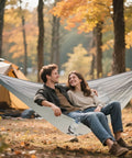 Couple relaxing in Vintage Bathtub Camping Hammock, Ultra Lightweight And Portable, Heavy Duty 330 Lb Capacity With Soft 210T Parachute Nylon