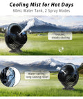Magnetic Golf Cart Fan With Mist And Light 12000mAh Power Bank in grassy field, showcasing misting feature for outdoor cooling.
