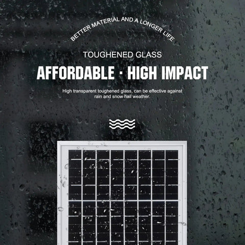 10W Portable Solar Panel Charger For 12V Battery And Gate Opener with toughened glass, rainproof, durable material.