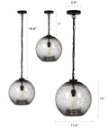 Modern Farmhouse Pendant Light For Kitchen Island And Entryway With Clear Hand Blown Glass Globe And Black Marble Accent