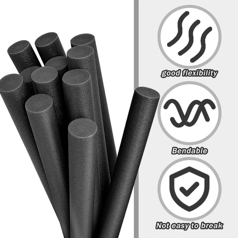 Pro Grade Foam Backer Rods 12 Pack For Expansion Joints, black foam rods showing flexibility, high durability for concrete gaps.